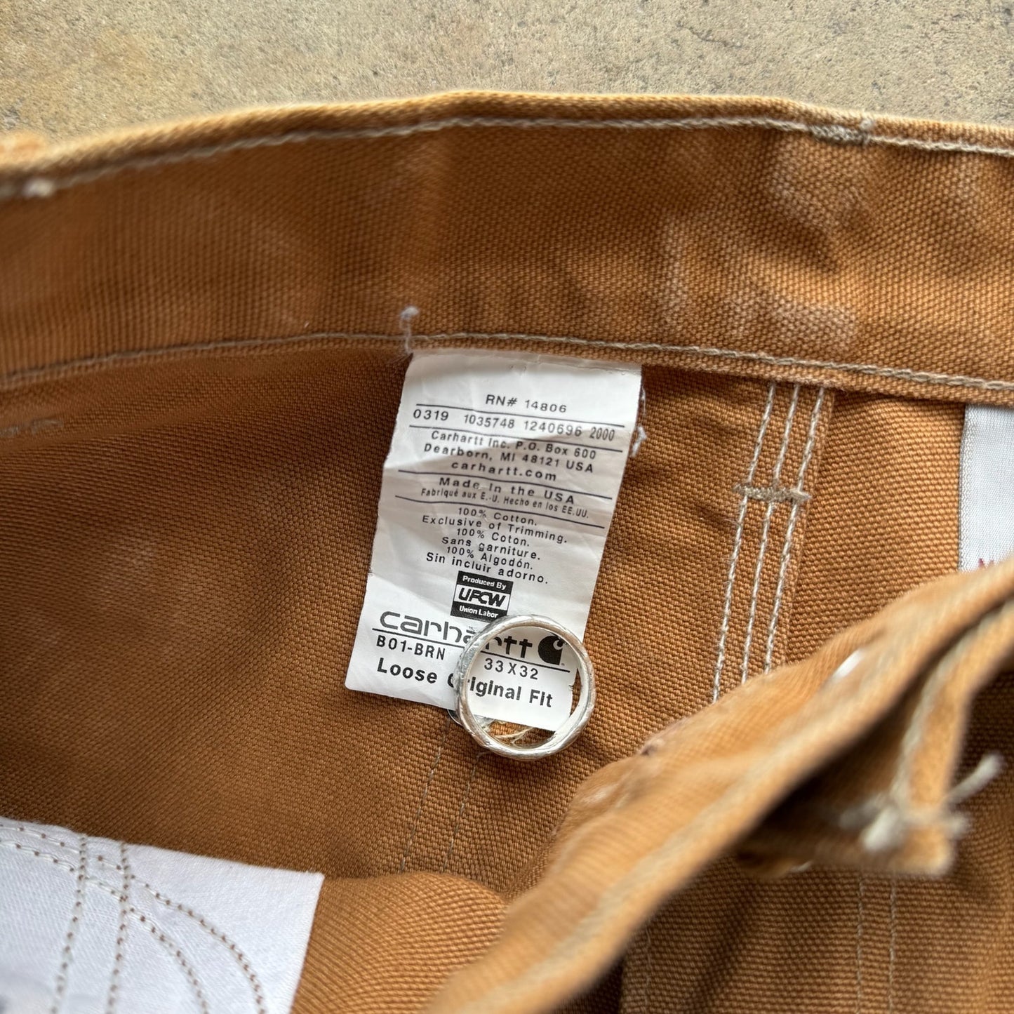 Carhartt tan double knee made in USA pants Size 33x32