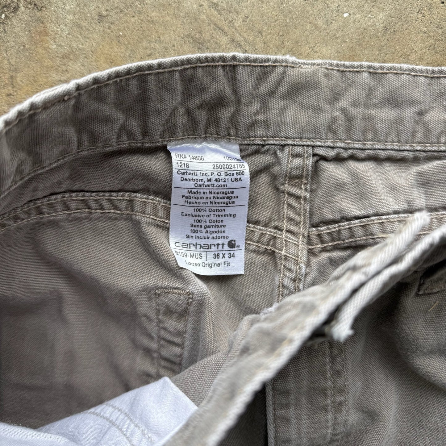 Carhartt tan carpenter pants size 36x34
