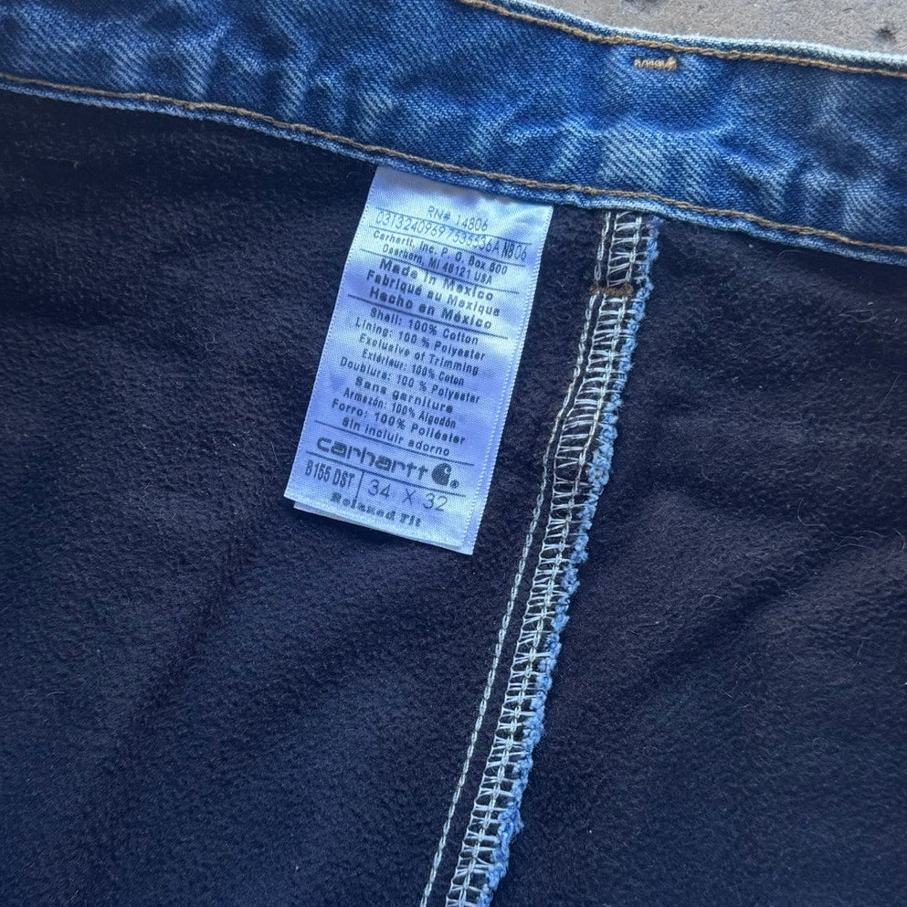 Carhartt Blue denim Insulated Workpants Size 34x32
