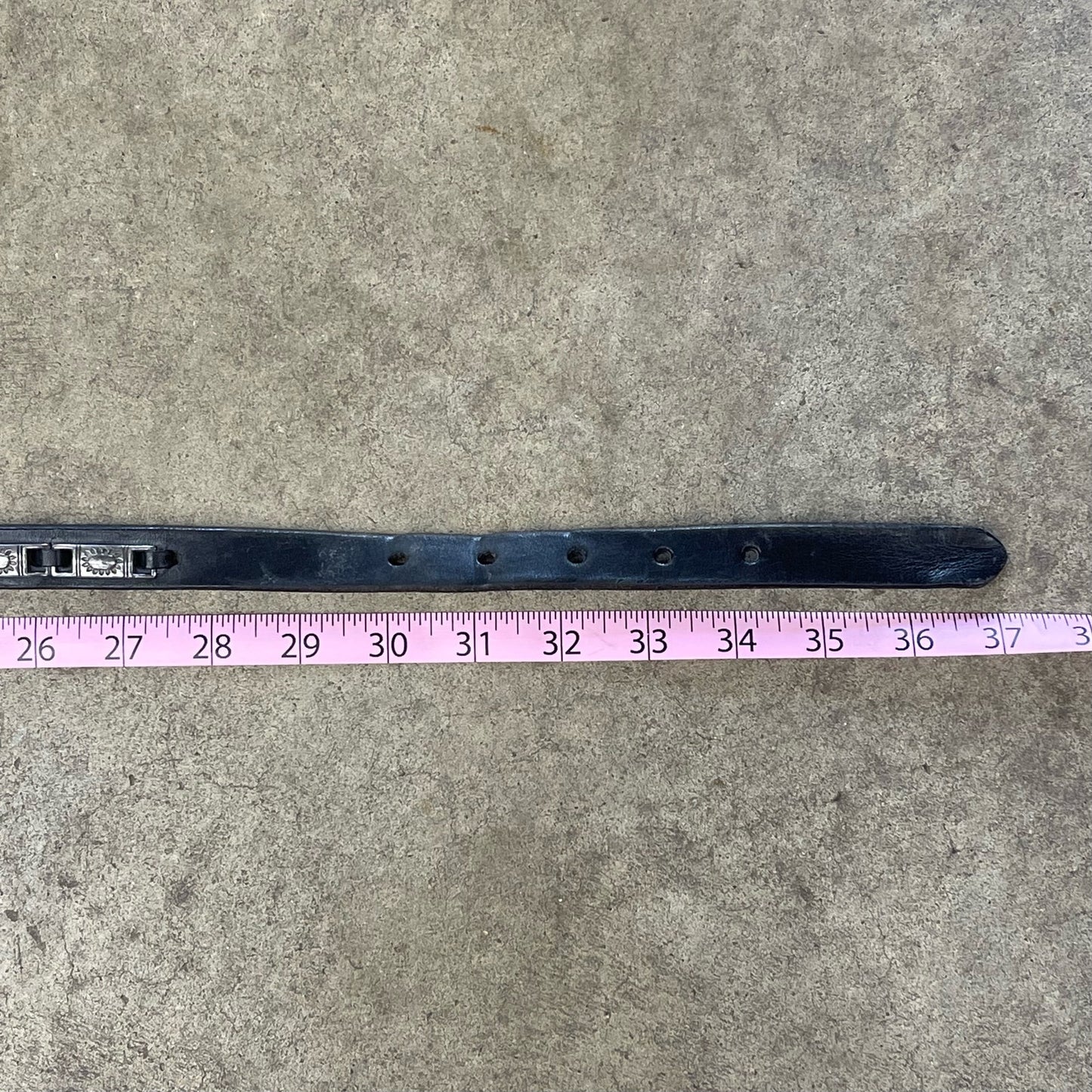 Fossil Women's Black Leather Silver Toned Links Western Hippie Boho Belt