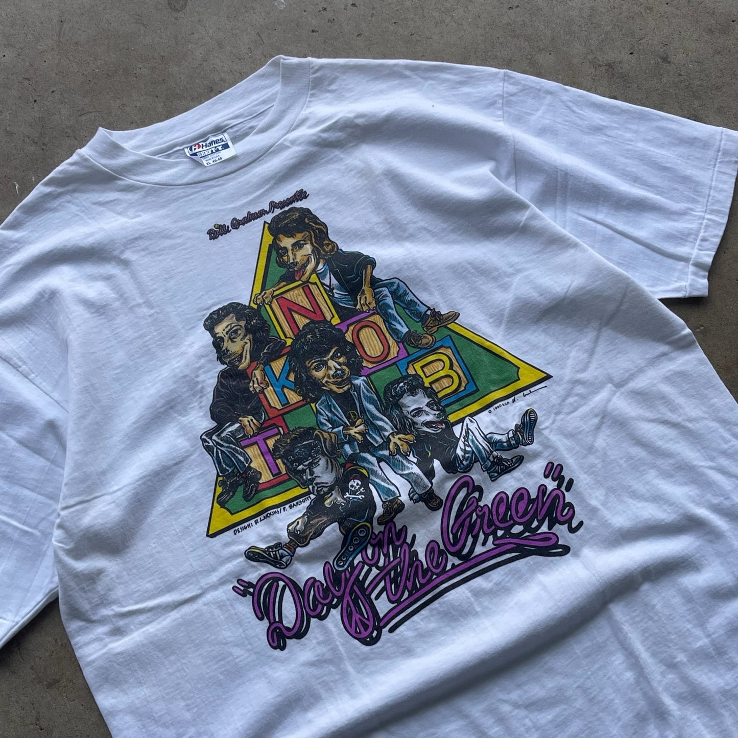 New Kid's on the Block 1990 Day in the green Staff Concert T-shirt size XL