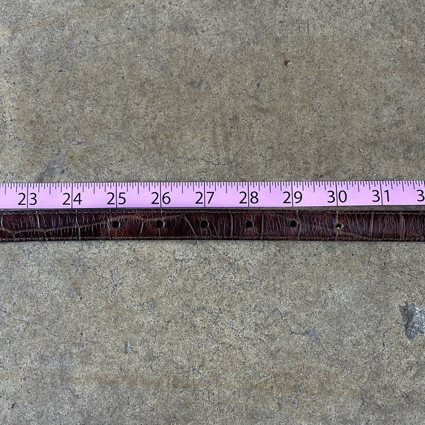 BRIGHTON Brown Alligator Print Leather Skinny Belt With Silver Accents