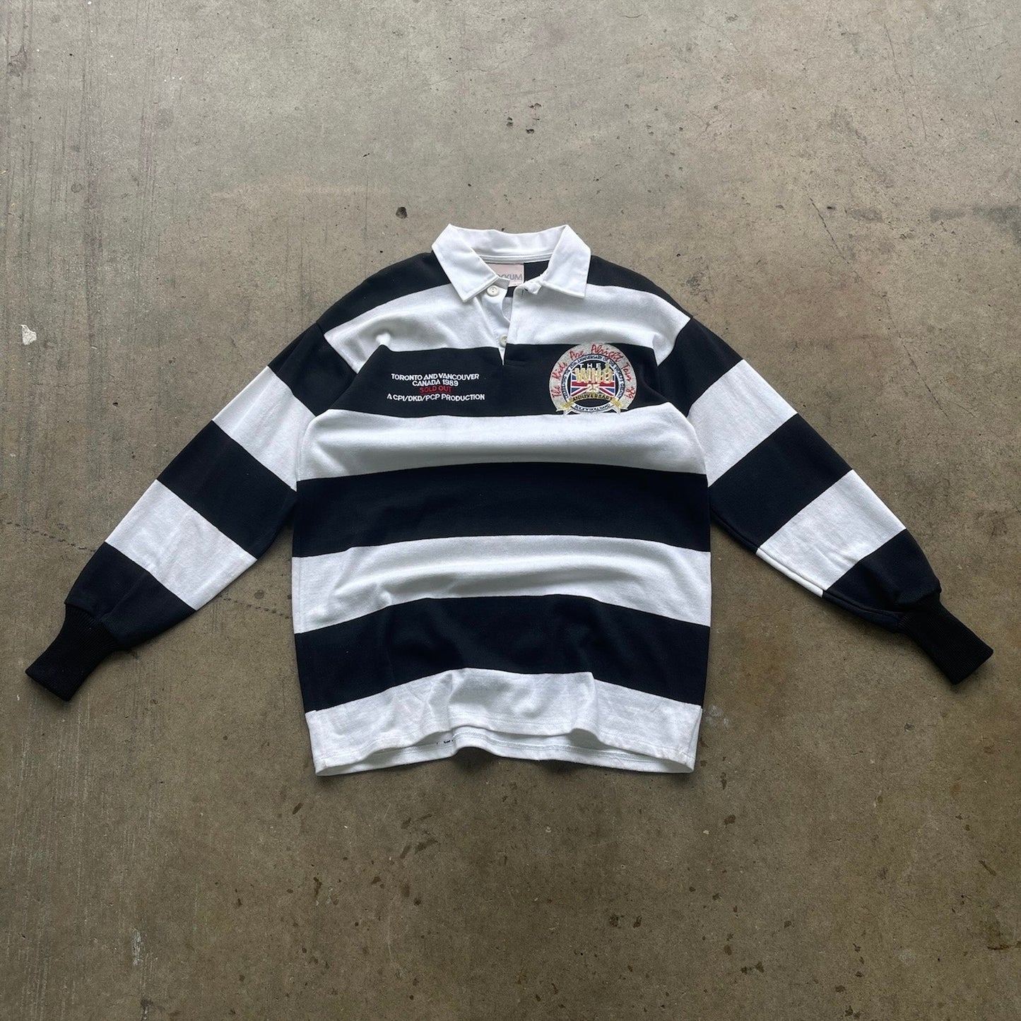 Vintage The WHO 1989 Striped Brockum Rugby Style Shirt Size Large (Very Rare)