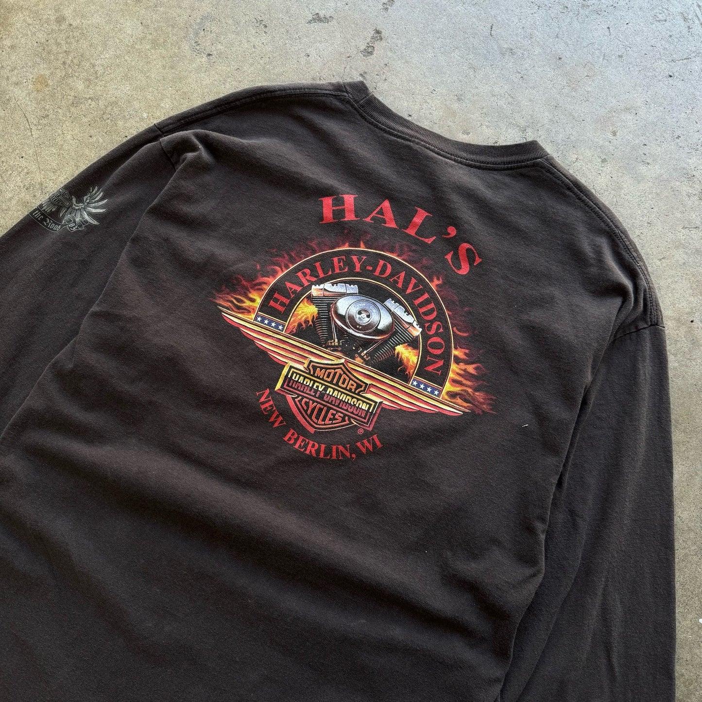 Harley Davidson King of the Road 2003 Brown Long Sleeve Shirt