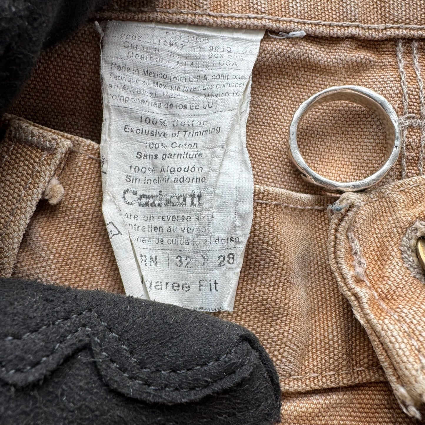 Carhartt tan double knee pants with mars logo print Size 32x28