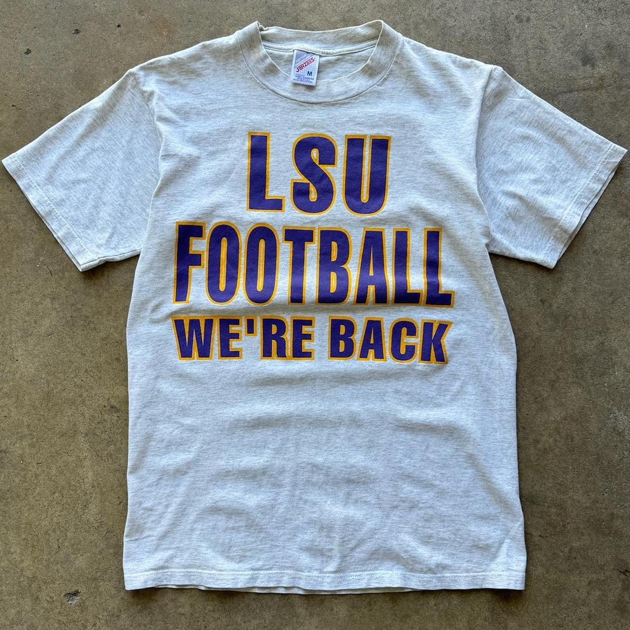 LSU Vintage LSU Football GEAUX DINARDEAUX We are back 90s Tshirt Medium Jerzees tag
