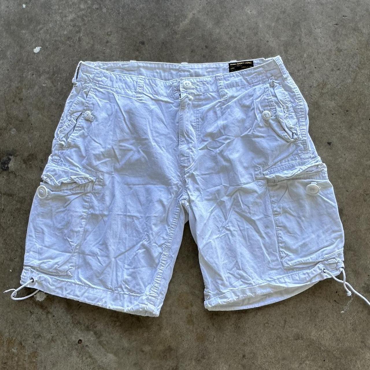 Men's Y2K Polo Ralph Lauren 067 White Military style Cargo Shorts Size 36
