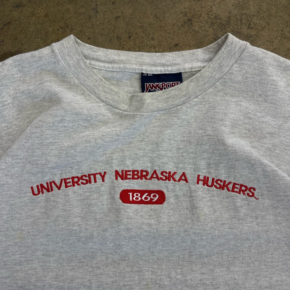 Vintage 90s Jansport Nebraska cornhuskers embroidered longsleeve t-shirt size XL