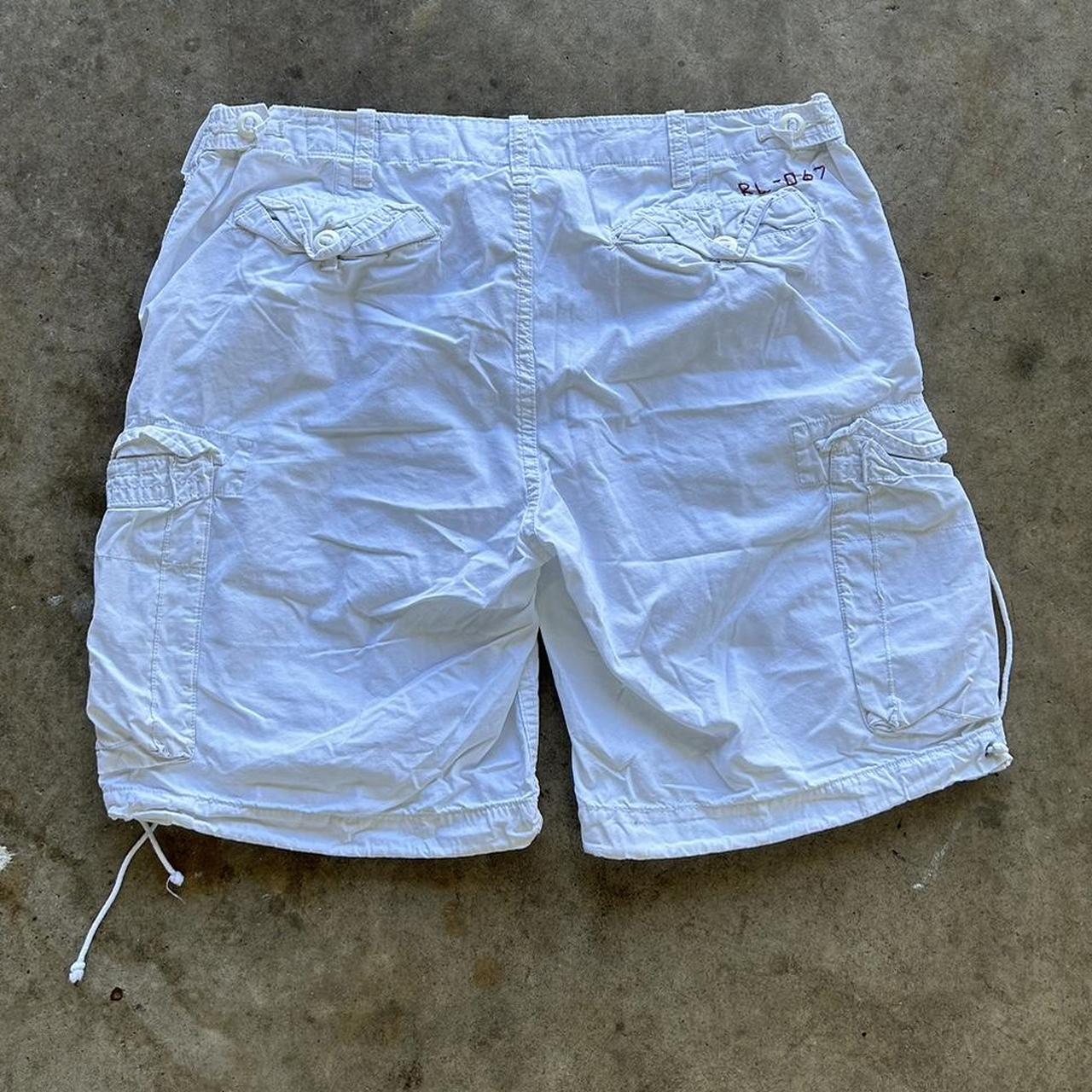 Men's Y2K Polo Ralph Lauren 067 White Military style Cargo Shorts Size 36