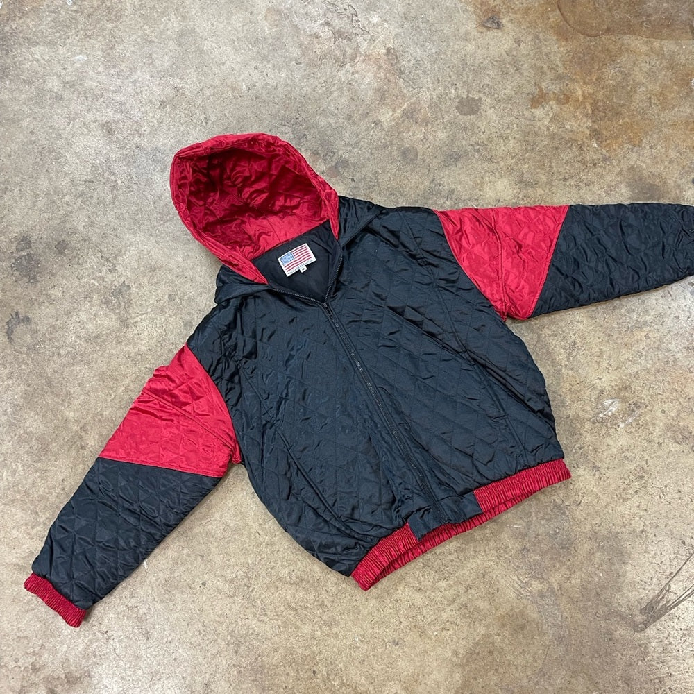 Vintage 90s Double Hooded Quilted winter Jacket