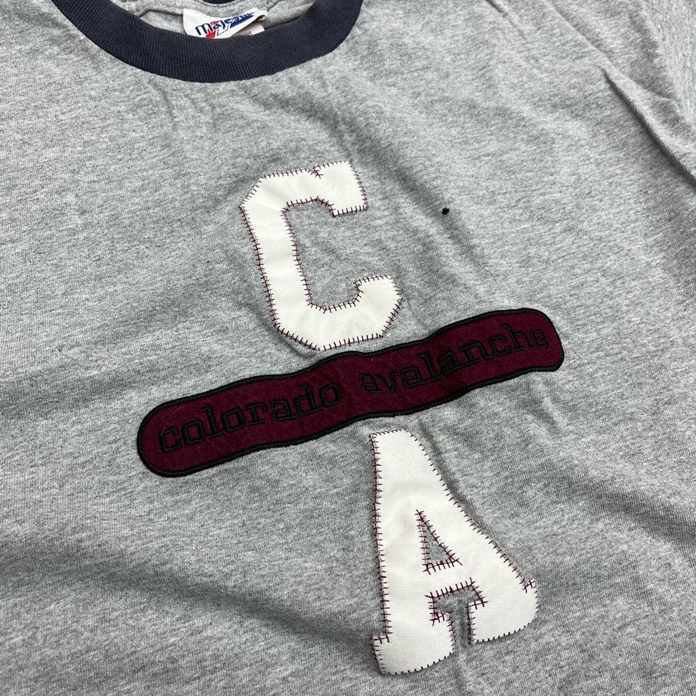 Vintage 90s Colorado Avalanche Embroidered Ringer T-shirt size L