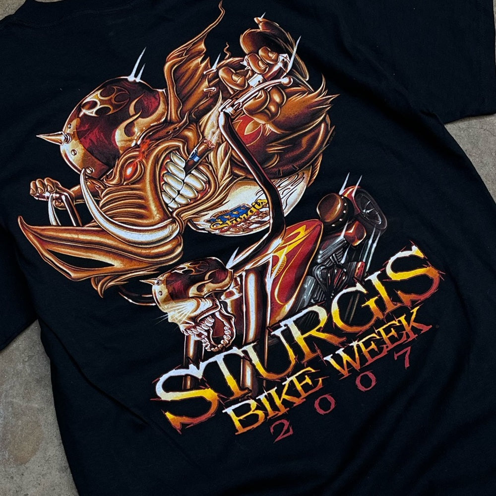 Sturgis Bike week 2007 Hog Graphic flame t-shirt size Large NWT