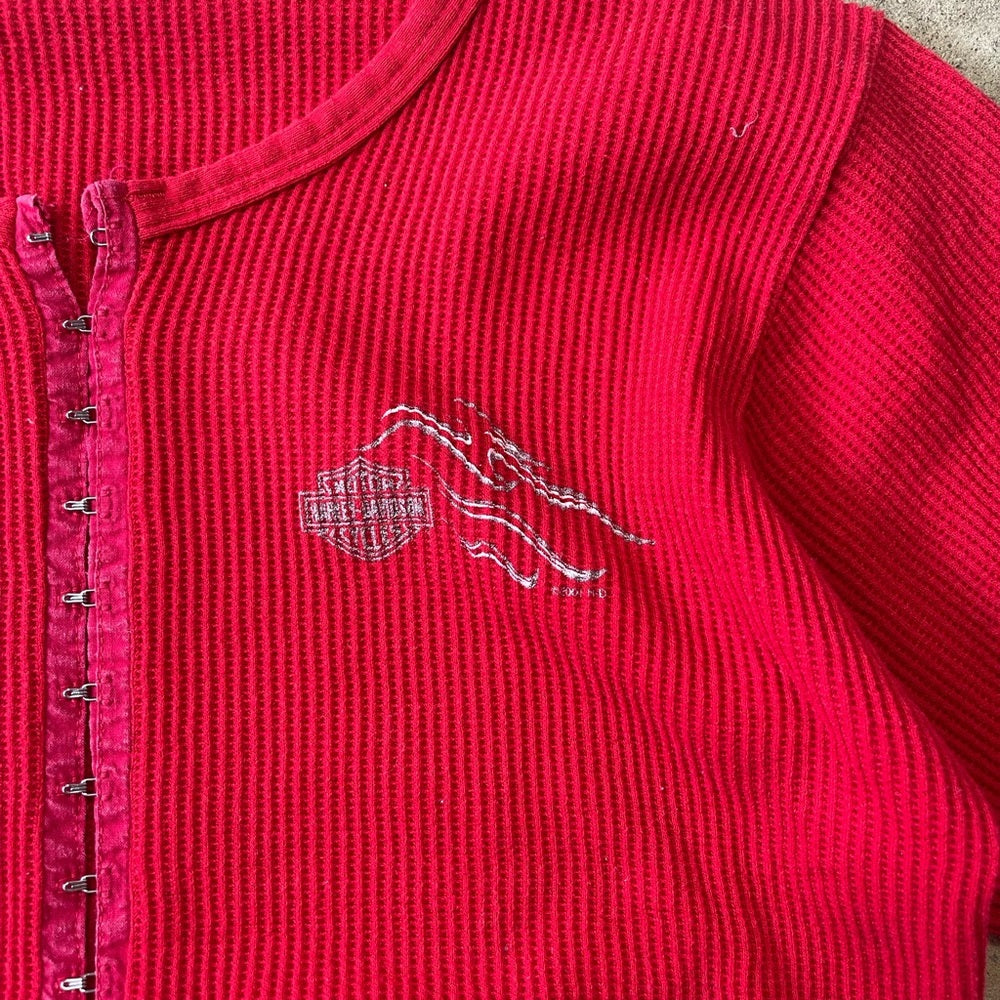 Y2K Women's Harley Davidson Thermal Long-sleeve T-shirt