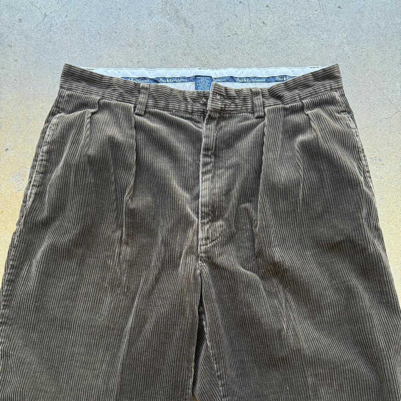 Vintage 90s POLO RALPH LAUREN PANTS 33x34 Cotton CORDUROY Polo Cords Brown
