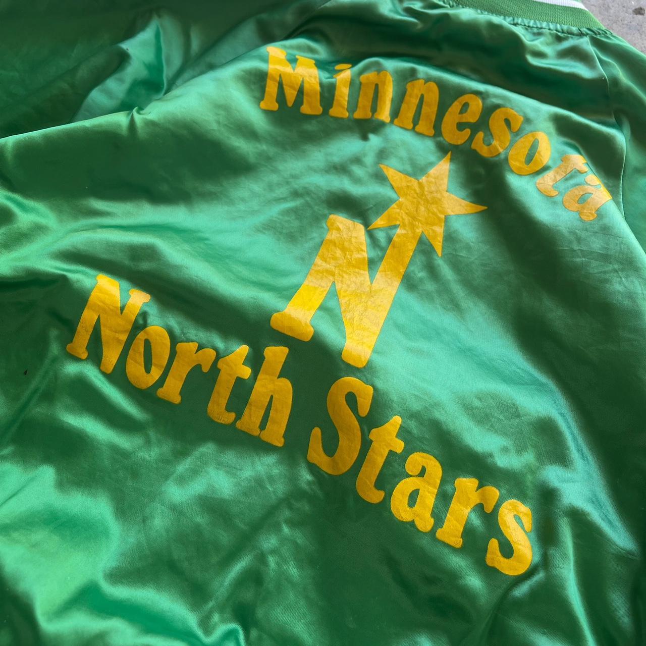 Men's Vintage 80s Minnesota North Stars Satin Bomber Jacket Size Large