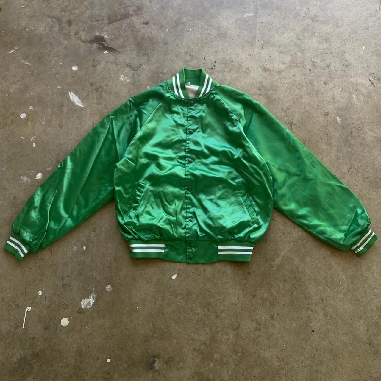 Men's Vintage 80s Minnesota North Stars Satin Bomber Jacket Size Large