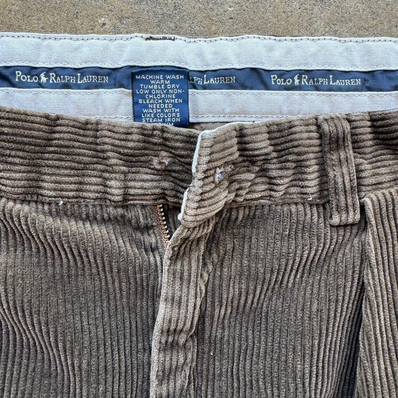 Vintage 90s POLO RALPH LAUREN PANTS 33x34 Cotton CORDUROY Polo Cords Brown