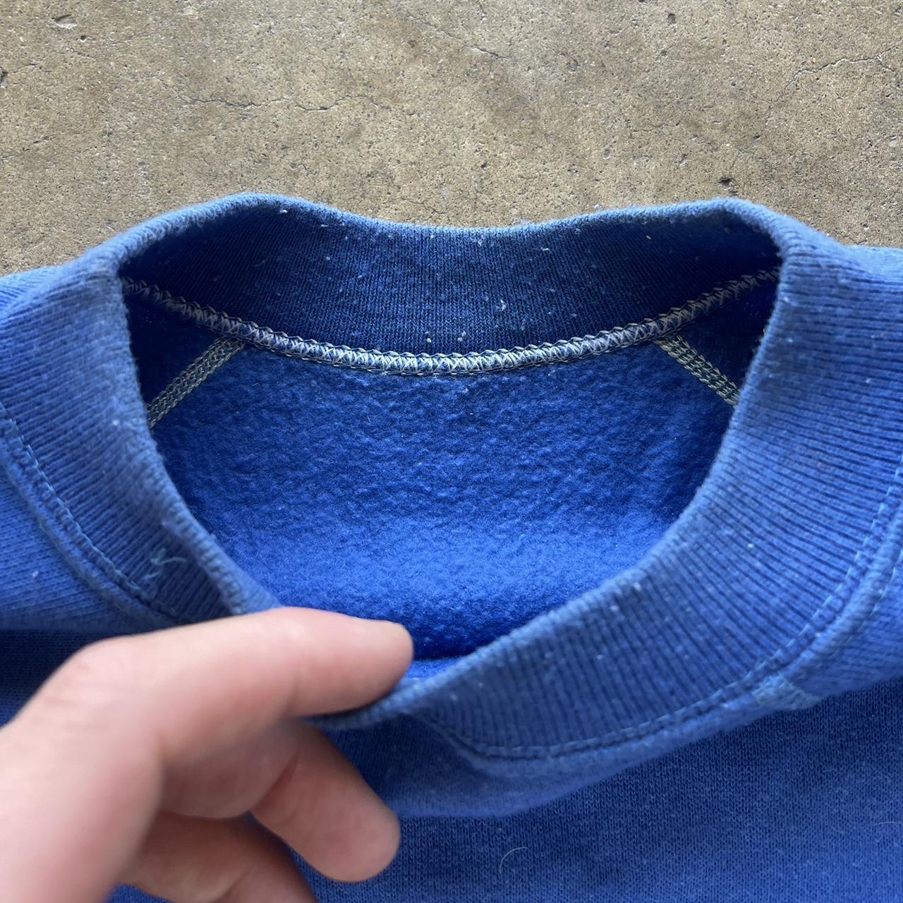 Vintage Blue Blank 80s stitched Crewneck with no tag Size m,edium length 25' width 21'