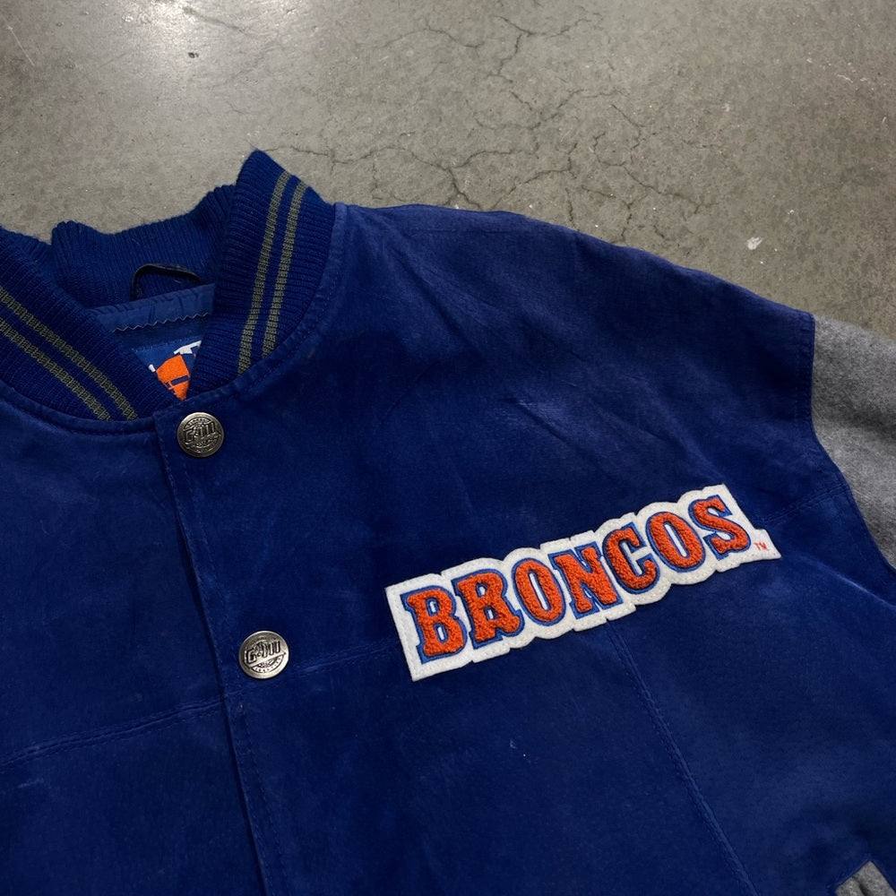 Vintage 90s Denver Broncos Leather Varsity Jacket Size XL