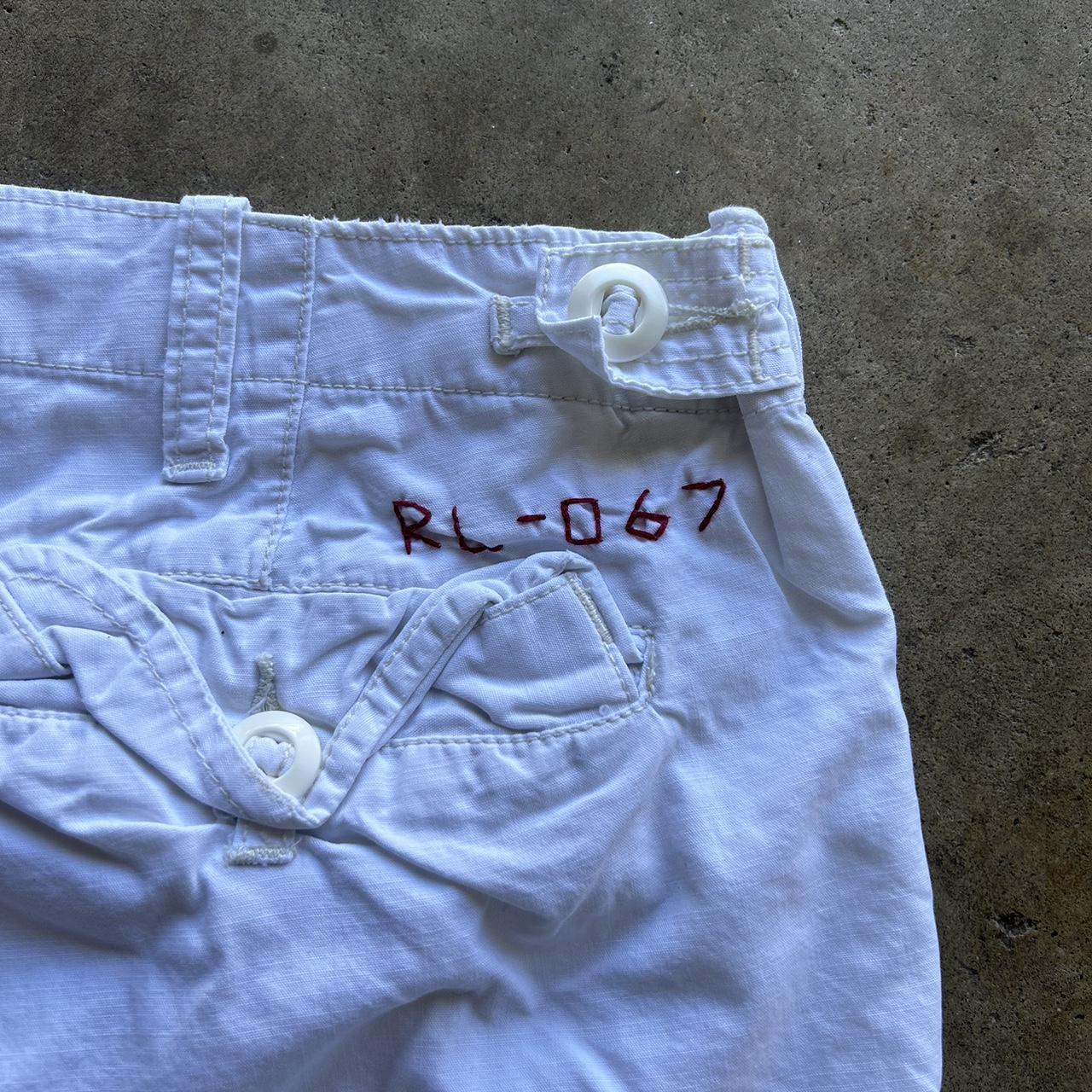 Men's Y2K Polo Ralph Lauren 067 White Military style Cargo Shorts Size 36