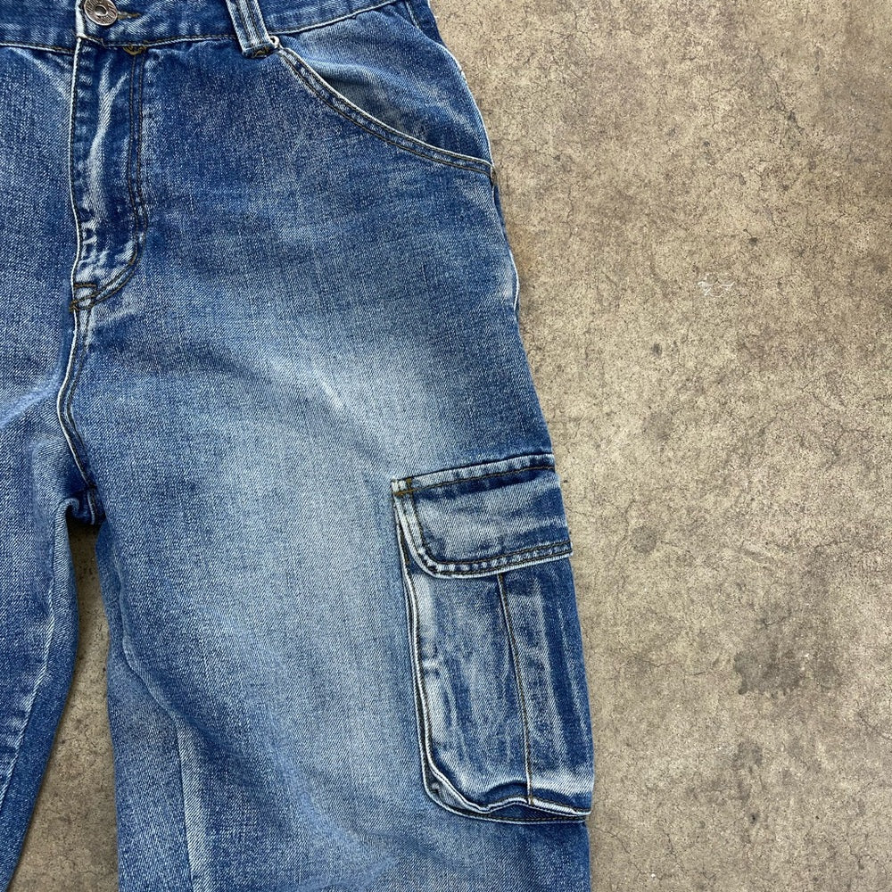 Men’s Vintage Faded Cargo Blue jeans Size 34