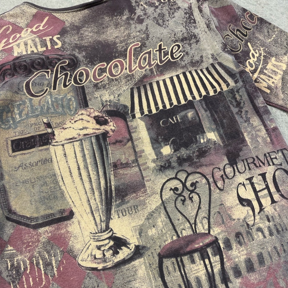 Women's Vintage Chocolate Graphic Lightweight Long-sleeve Shirt size Medium