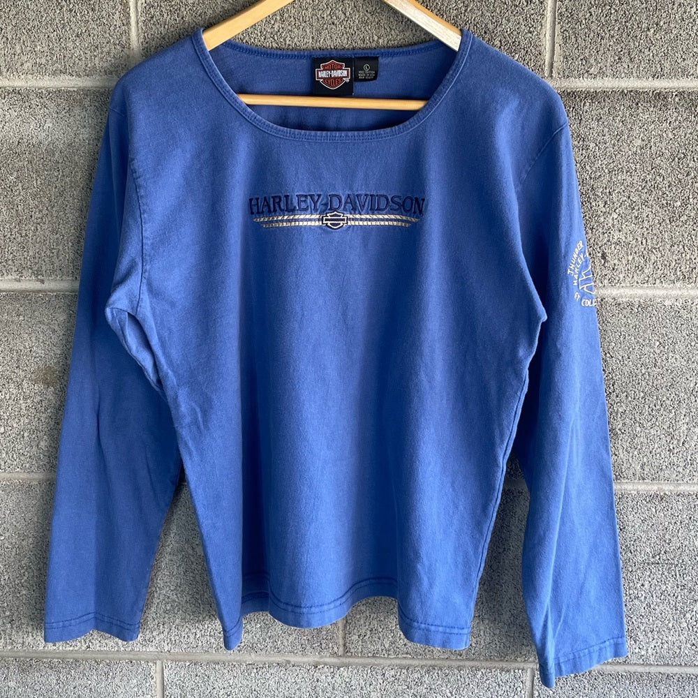 Y2K Women's Harley-Davidson Long-sleeve embroidered T-shirt