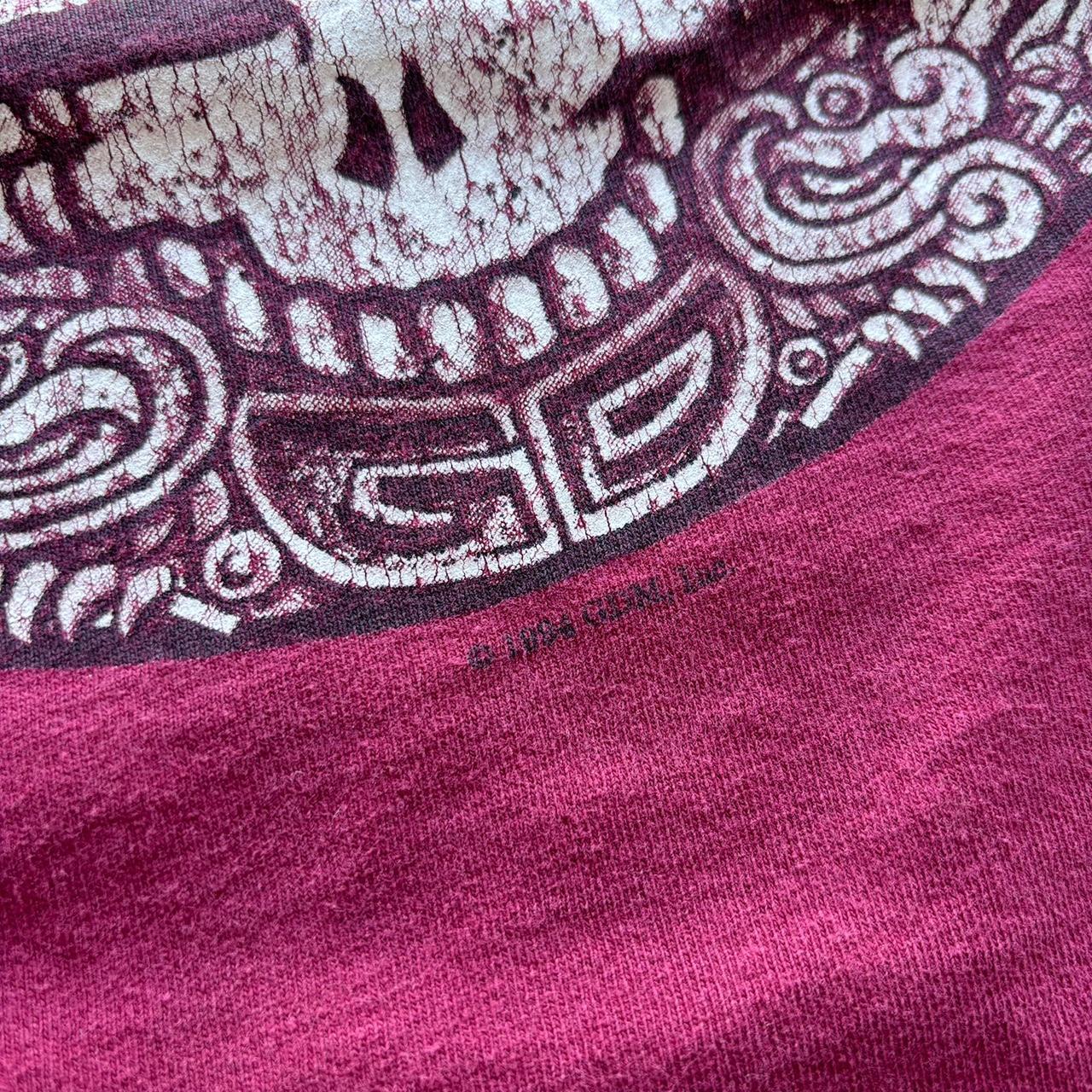 Grateful Dead Vintage 1994 GDM Aztec Mayan Stone Oneita T-Shirt Maroon Size Large