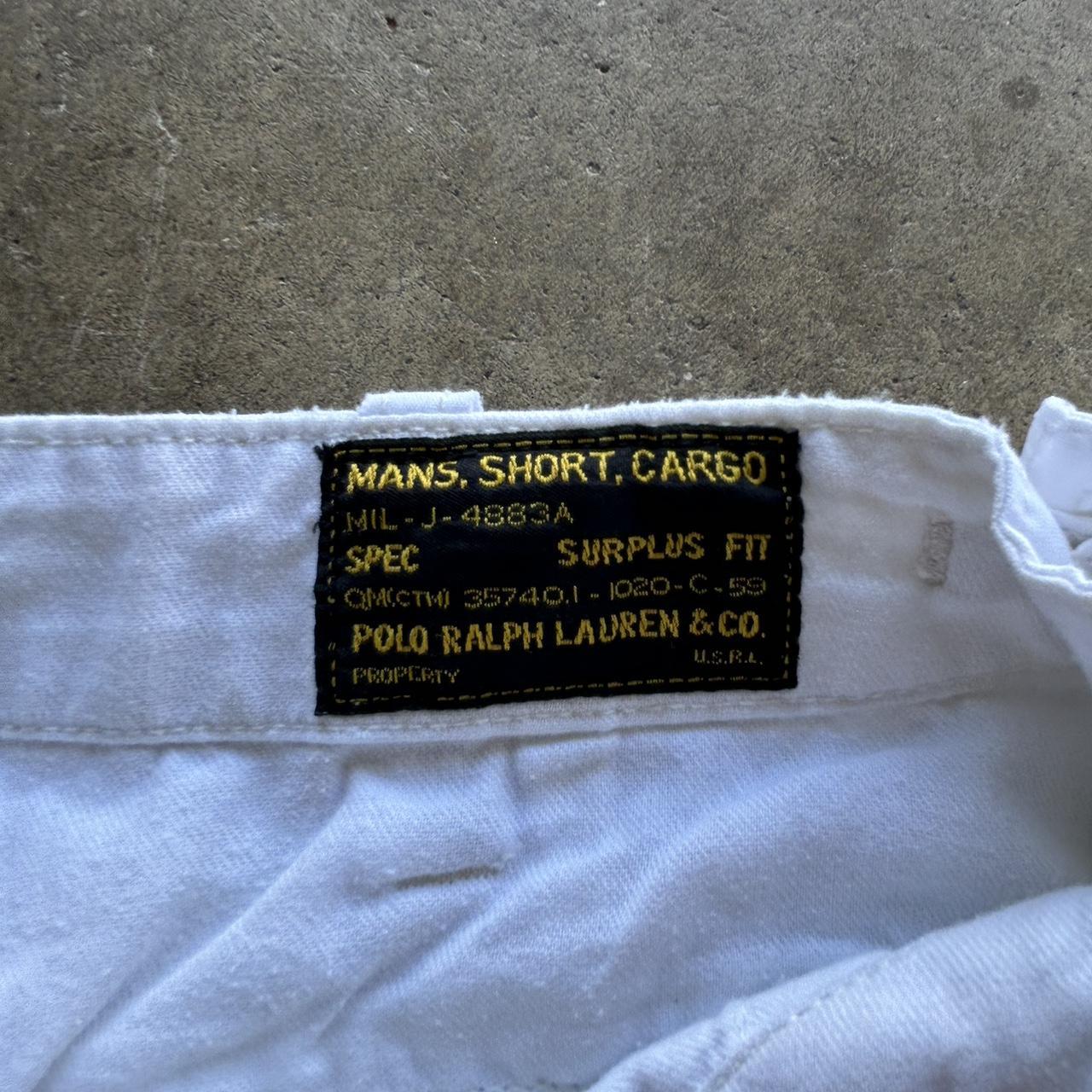Men's Y2K Polo Ralph Lauren 067 White Military style Cargo Shorts Size 36