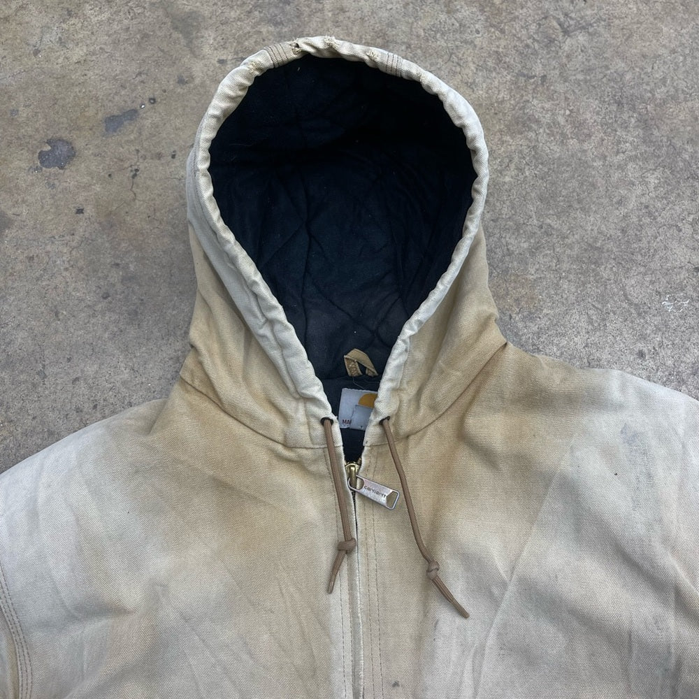 Men’s Vintage 90s Faded Carhartt full zip hooded workwear jacket size XL