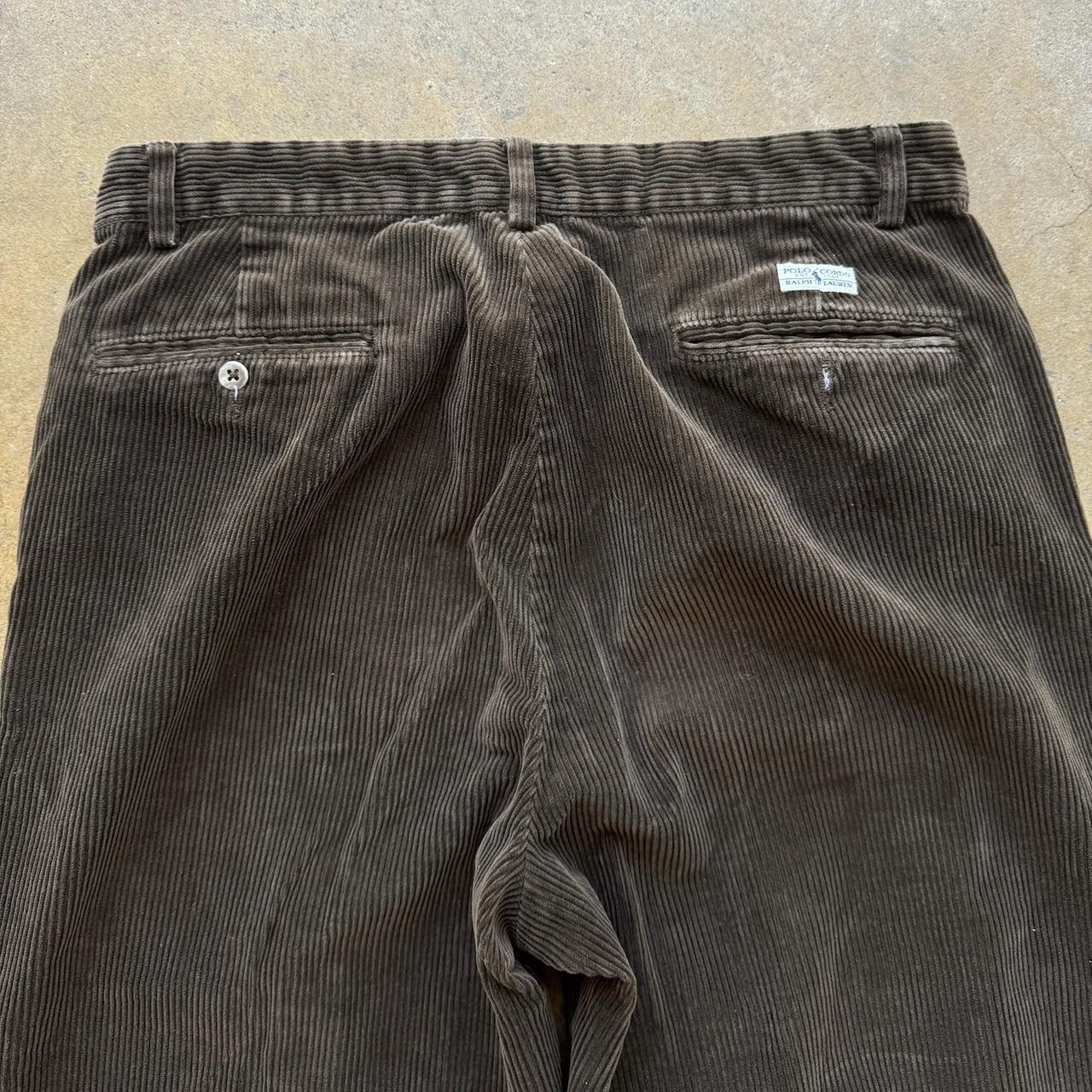 Vintage 90s POLO RALPH LAUREN PANTS 33x34 Cotton CORDUROY Polo Cords Brown
