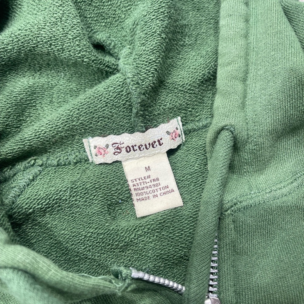 Vintage green hoodie with some awesome Vintage Band patches size youth Medium