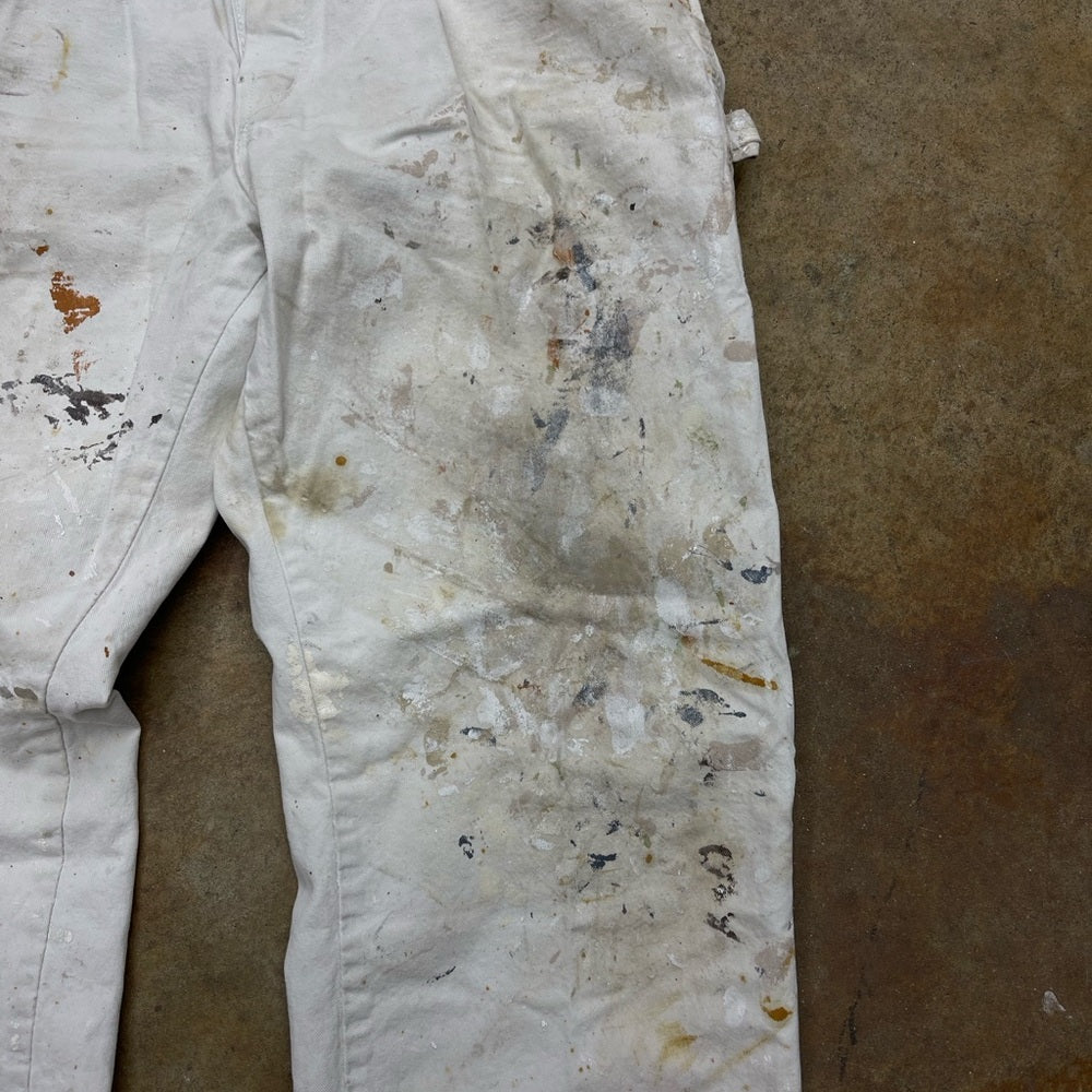 Men’s vintage white Dickies paint splattered painters pants size 34x30