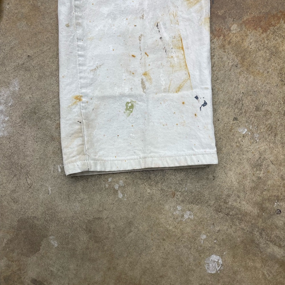 Men’s vintage white Dickies paint splattered painters pants size 34x30