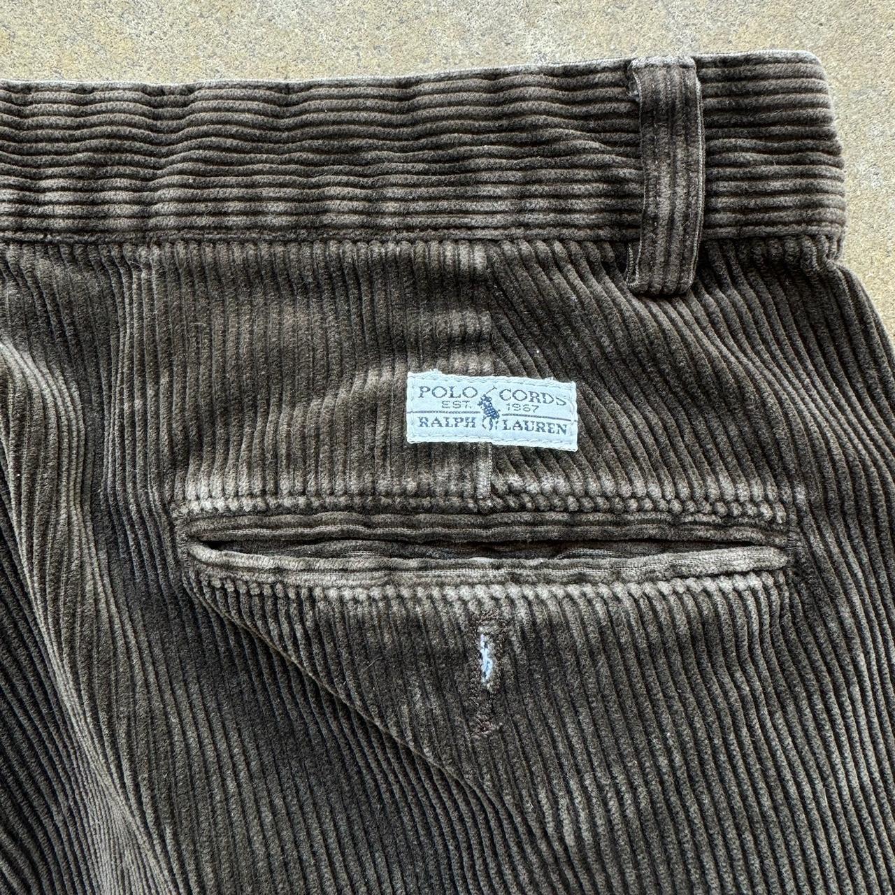 Vintage 90s POLO RALPH LAUREN PANTS 33x34 Cotton CORDUROY Polo Cords Brown