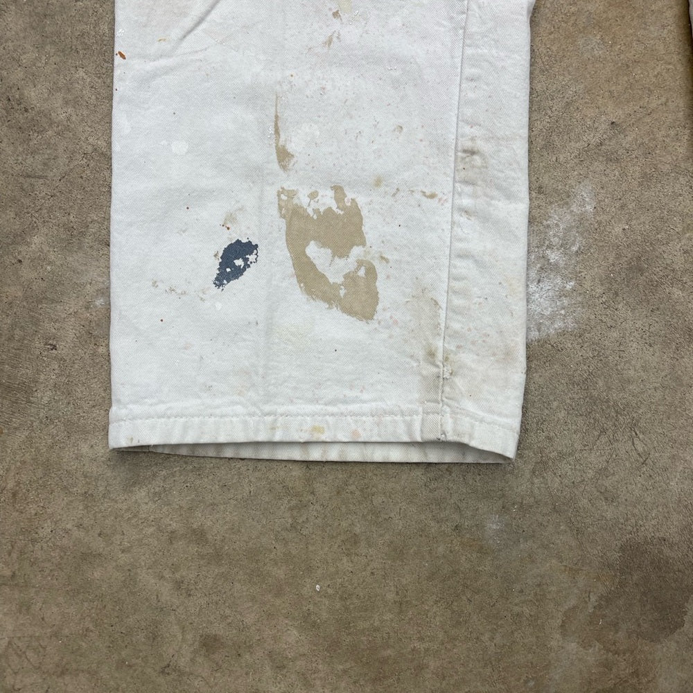 Men’s vintage white Dickies paint splattered painters pants size 34x30