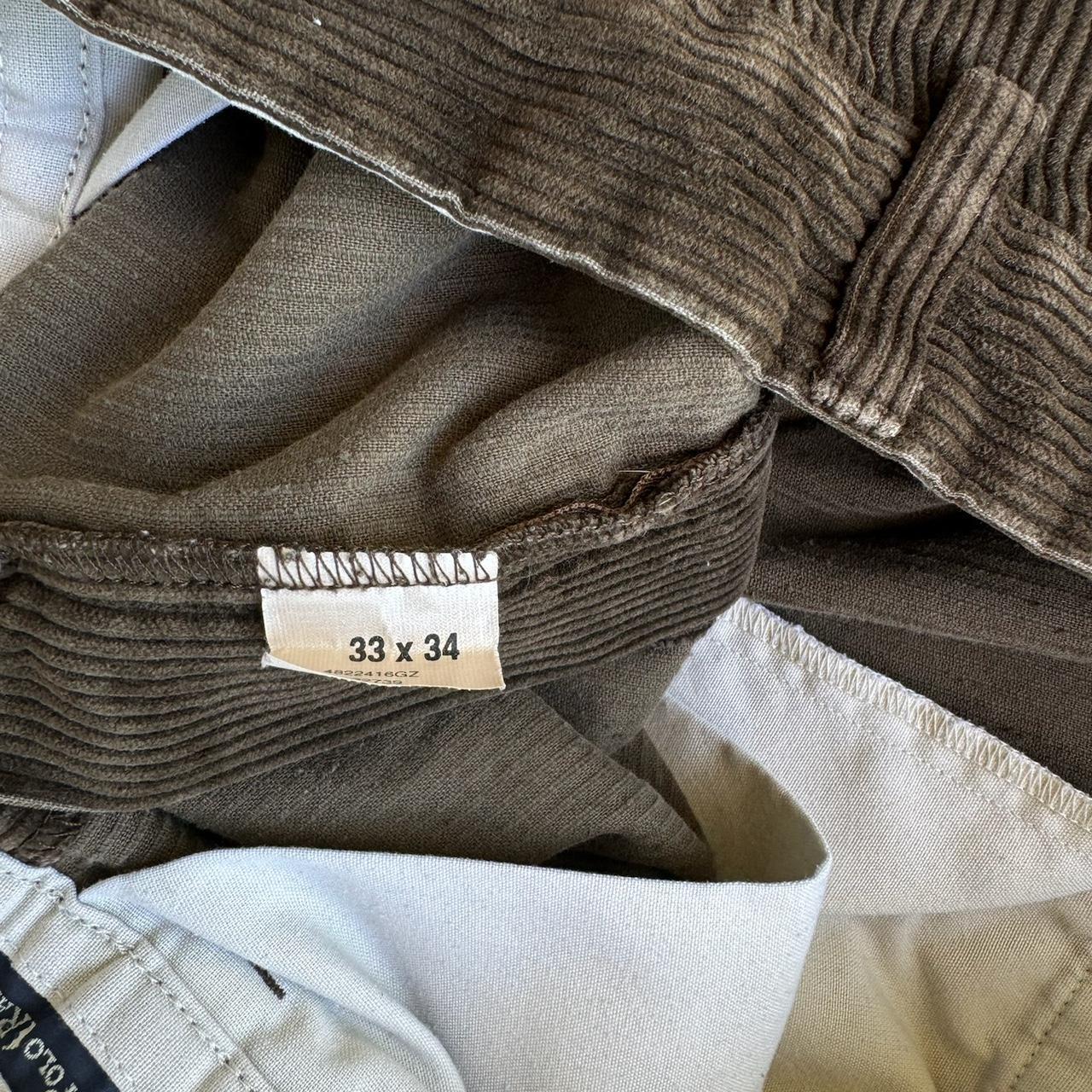Vintage 90s POLO RALPH LAUREN PANTS 33x34 Cotton CORDUROY Polo Cords Brown