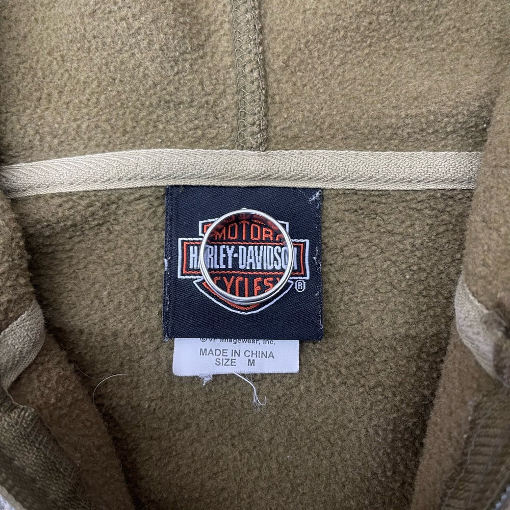 Men’s Vintage Harley Davidson Hooded embroidered Zip-up Jacket size Medium