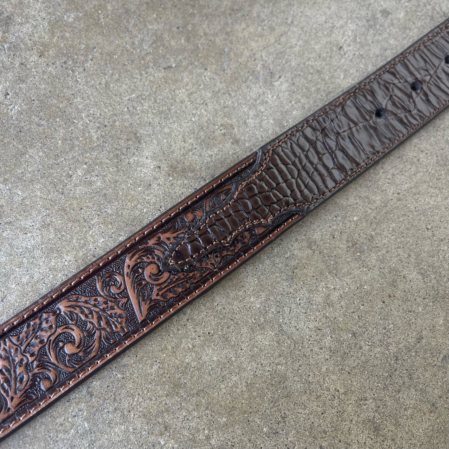 Ariat Mens Belt Brown Western Scroll Star Croco Tabs