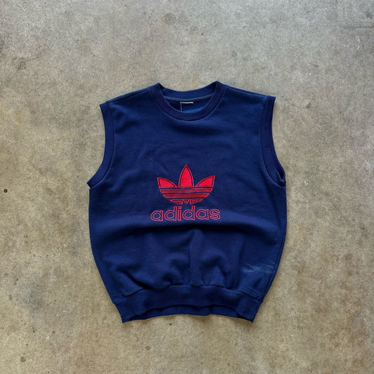 Vintage 80s Adidas Spell Out Trefoil Sweater Vest