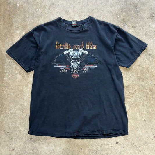 Harley Davidson Motorcycles T-Shirt Flames Another Legend Begins Size XL