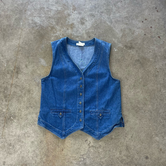 Vintage Cherokee Denim Vest With Unique Embroidery