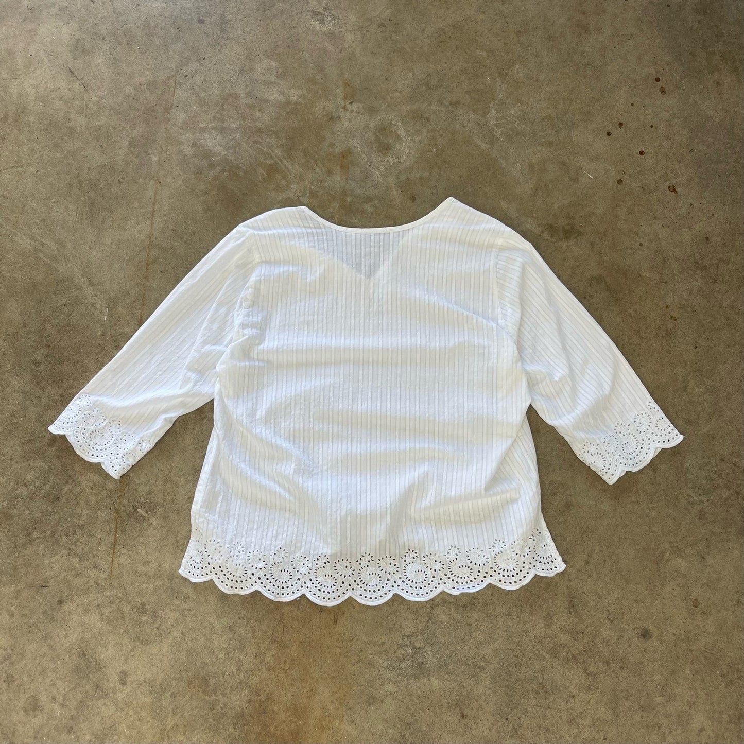 White Cathy Daniels Women’s 100% Cotton White Blouse With Lace Neck Design