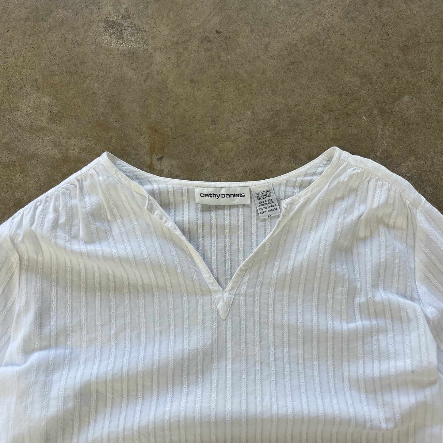 White Cathy Daniels Women’s 100% Cotton White Blouse With Lace Neck Design