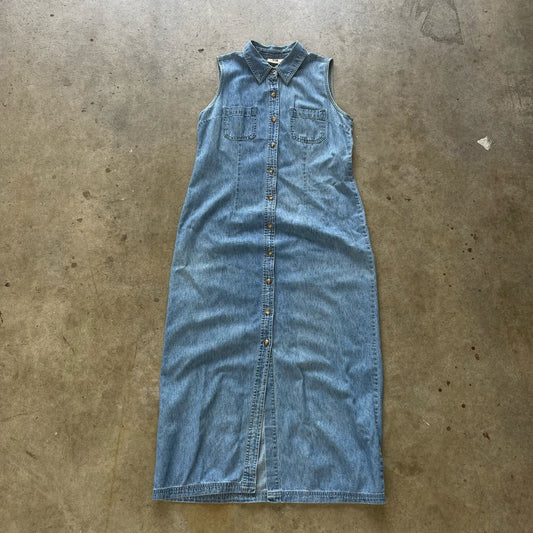 Faded Glory Denim Midi Shirt Dress Womens