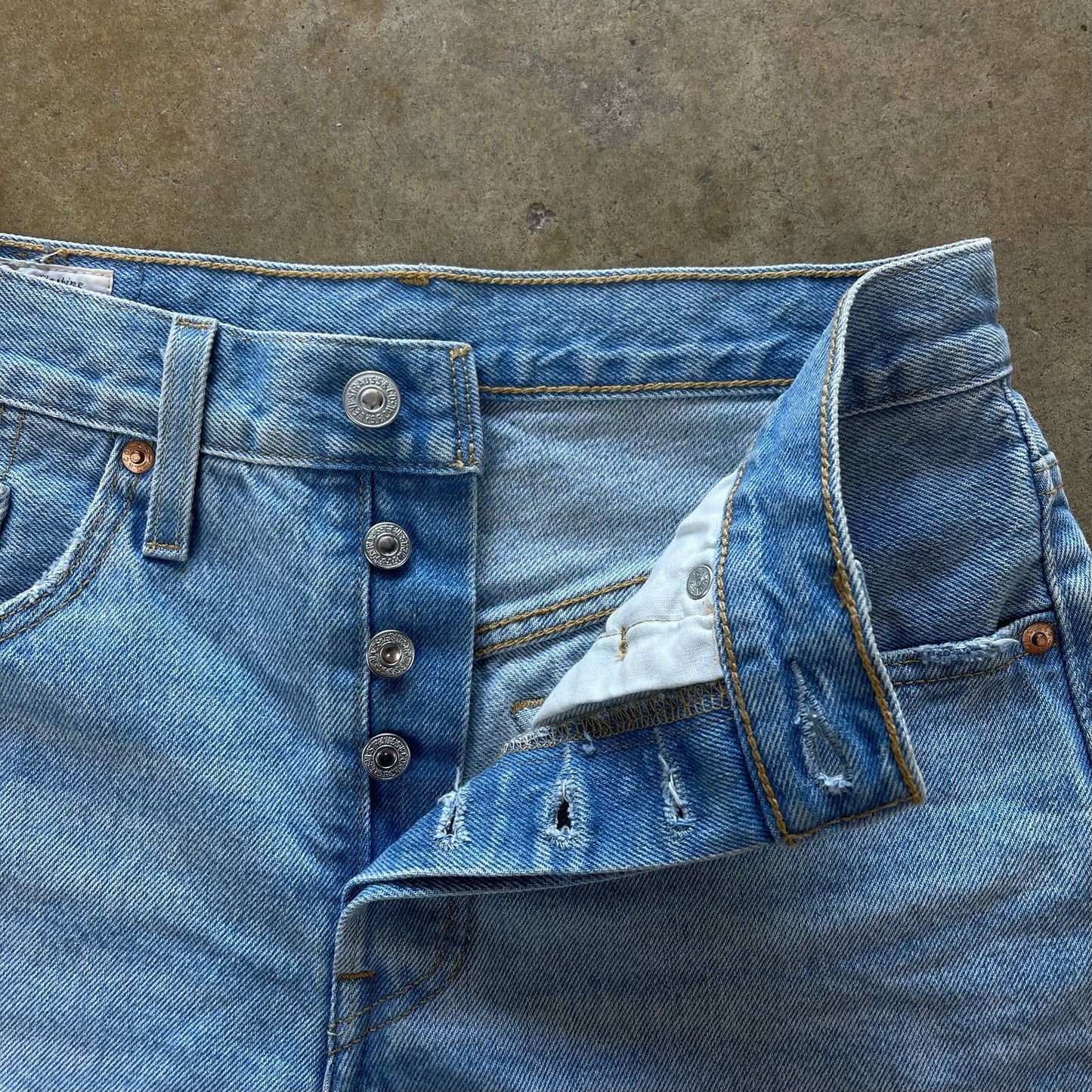 Levis 505 Cut Off Jorts With a Great Washed Denim