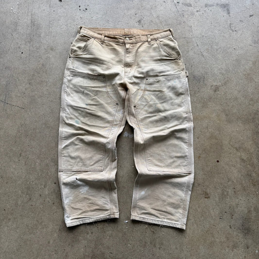 Carhartt tan double knee faded tan pants Size 38x30