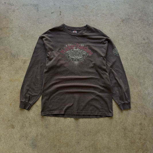 Harley Davidson King of the Road 2003 Brown Long Sleeve Shirt