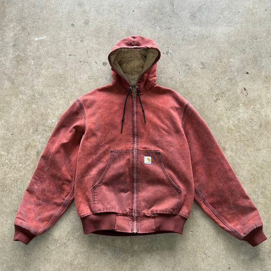 Carhartt hoodie workwear jacket red size medium