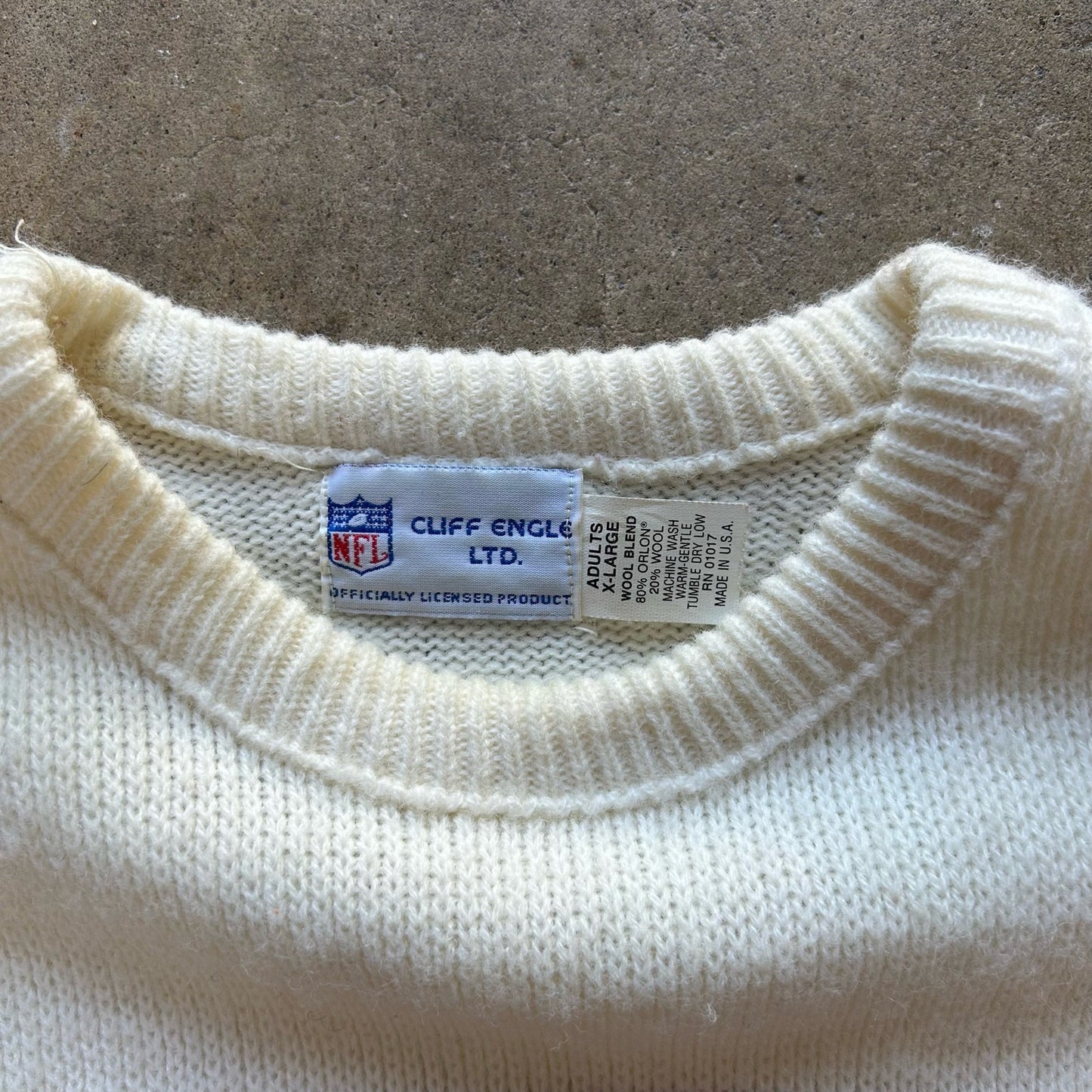 Vintage Cliff Engle Super Bowl XXI Sweater Sz XL 1987 Rose Bowl NFL Football Wool